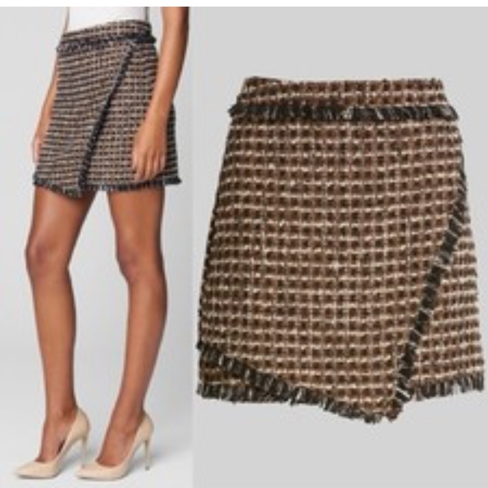 Blank NYC Brown and Black rose gold Tweed Skirt size 29